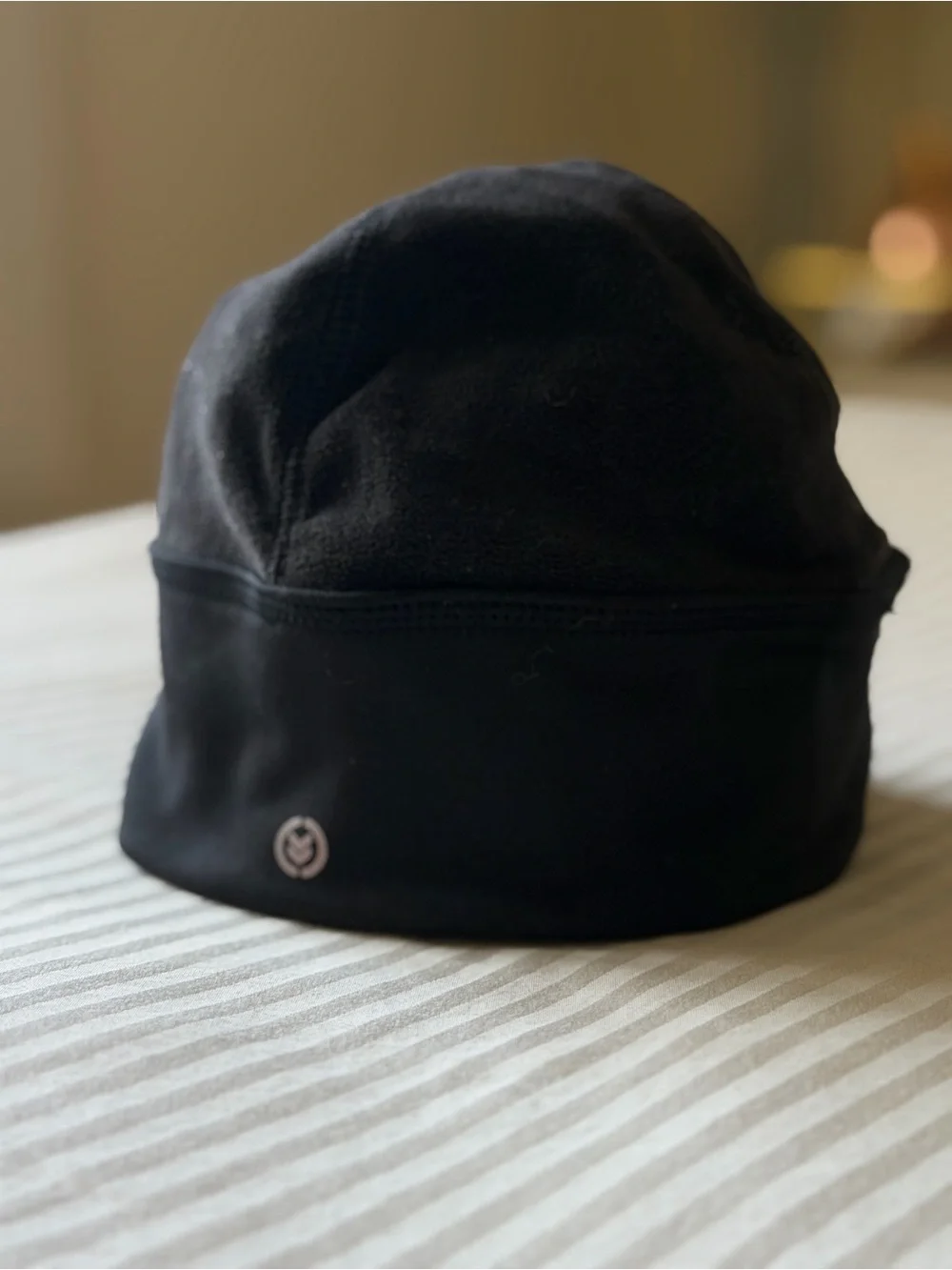 Black Beanie Hat with Ponytail Opening